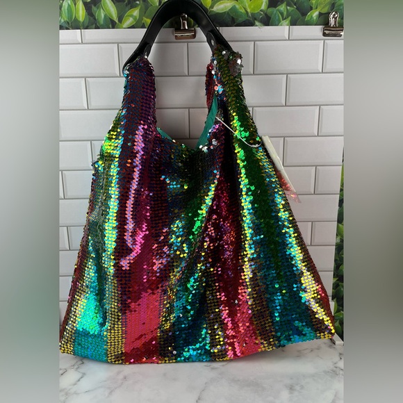Miuco Women Lined Rainbow Sequence Hobo  Bag High Quality - Picture 12 of 12